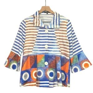 Damee Jacket Womens Small Colorful Stripe Abstract Wearable Art Size Small